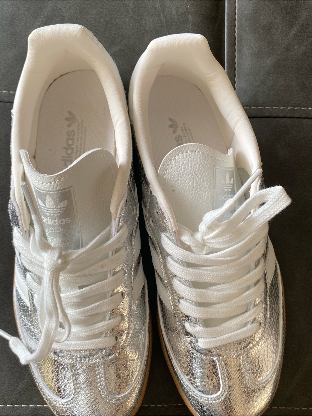 adidas Women’s Metallic Silver Samba Sneakers with Gum Sole

Sorry - no box - Picture 7 of 7